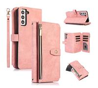 UEEBAI Étui pour Samsung Galaxy S20 FE 5G, Portefeuille Cuir PU Rétro Rabat Antichoc Housse avec Dragonne Fentes Cartes Fonction Support Fermeture Magnétique - Vintage Or Rose