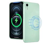 UEEBAI Silicone Liquide Coque Magnétique pour iPhone XR, Housse de Protection Anti-Choc Etui avec Doublure en Fibre Ultrafine Case Ultra Léger et Mince avec MagSafing - Menthe Verte