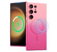 UEEBAI Silicone Liquide Coque Magnétique pour Samsung Galaxy S23, Housse de Protection Antichoc Etui avec MagSafing Case Faster Charging Ultra Léger et Mince avec Effet de dégradé - Rose