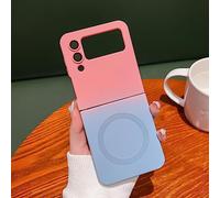 UEEBAI Silicone Liquide Coque Magnétique pour Samsung Galaxy Z Flip 4 5G, Housse de Protection Antichoc Etui avec MagSafing Case Faster Charging Ultra Léger et Mince Bumper Cover - Rose Bleu