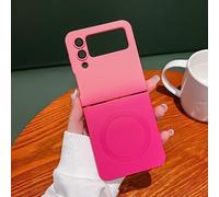 UEEBAI Silicone Liquide Coque Magnétique pour Samsung Galaxy Z Flip 4 5G, Housse de Protection Antichoc Etui avec MagSafing Case Faster Charging Ultra Léger et Mince Bumper Cover - Rose