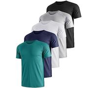 UEEKO 5 Pack T-Shirts De Sport pour Hommes Sweat à Manches Courtes Running Men Speed Dry Respirant Maillot Fonctionnel De Fitness M