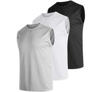 UEEKO Lot De 3 Et 5 DéBardeurs sans Manches pour Homme SéChage Rapide Respirant Fonction Fitness Gym Course sans Manches pour Homme Noir Blanc Gris Clair 4XL