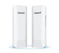 UeeVii Lot de 2 ponts sans Fil 5,8 G, Longue portée 3 km, Adaptateur PoE 24 V, 2 Ports RJ45 pour Internet étendu vers Le bâtiment Suivant