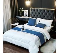 UEGFSIJRF Chemin de lit Solide avec oreillers Assortis, écharpe de lit en Coton et Lin de qualité hôtelière de Luxe for Chambre à Coucher, hôtel, Salle de Mariage(Blue,2 Pillowcase(50 * 50cm))