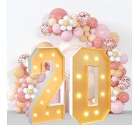 UEGFSIJRF Chiffres géants Lumineux de 1 m avec Cadre en mosaïque - Lettres LED Lumineuses for événements intérieurs et extérieurs, Festivals et bals de finissants - Ampoules incluses(Number 20,3.3ft)