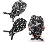 UEIOAVL Accessoires de vêtements de restauration, Ensemble de 2 toques de chef réglables turban de chef respirant unisexe convient pour la cuisine l'hôtel le restaurant et le barbecue