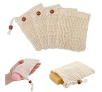 UEIOAVL Porte-savons Lot de 4 sachets de savon bio en sisal, sachets de savon en sisal, sachets de savon naturel, sachets de savon en mousse et savon sec