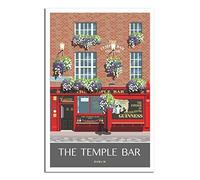 UEJD Affiche de voyage vintage Temple Bar Dublin Irlande Poster décoratif moderne pour chambre à coucher Poster d'art sur toile Poster peinture affiches Décoration murale Cadeau