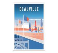 UEJD Deauville Normandie Affiche de voyage vintage décorative moderne sur toile pour chambre à coucher, 12x18inchs(30x45cm)