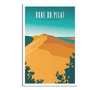 UEJD Dunes of Pilat Arcachon Bay Affiche de voyage vintage Poster décoratif moderne pour chambre à coucher Impression sur toile Poster Peinture Poster Mural Art Cadeau 12x18inchs(30x45cm)