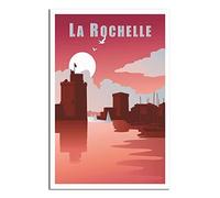 UEJD La Rochelle France Bateau Poster Vintage Voyage Poster Décoratif Moderne Chambre Art Toile Poster Peinture Affiches Décoration Murale Cadeau Art