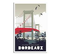 UEJD Poster de voyage vintage Bordeaux France Aquitaine Bridge - Poster décoratif moderne pour chambre à coucher - Impression sur toile - Décoration murale - Cadeau