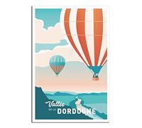 UEJD Poster de voyage vintage de la vallée de la Dordogne - Impression sur toile moderne - Décoration murale - Cadeau idéal pour chambre à coucher