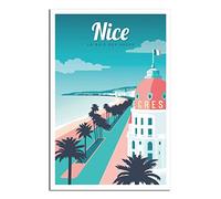 UEJD Poster de voyage vintage Nice France Bay - Poster décoratif moderne pour chambre à coucher - Impression sur toile - Décoration murale - Cadeau