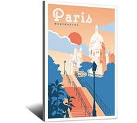 UEJD Poster de voyage vintage Paris Montmartre France - Poster décoratif moderne sur toile pour chambre à coucher - Décoration murale - Cadeau