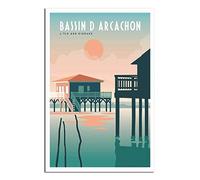 UEJD Poster décoratif vintage sur toile de l'île d'Arcachon Bay Bird Island pour chambre à coucher, décoration murale