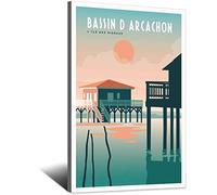 UEJD Poster décoratif vintage sur toile de l'île d'Arcachon Bay Bird Island pour chambre à coucher, décoration murale