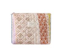 uekeboag Trousse de maquillage en coton matelassé, trousse de toilette matelassée pour femmes et filles, pochette à coquette florale, jolie trousse de maquillage de voyage kawaii, Fleur marron.