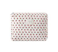 uekeboag Trousse de maquillage en coton matelassé, trousse de toilette matelassée pour femmes et filles, pochette à coquette florale, jolie trousse de maquillage de voyage kawaii, Baie de paille