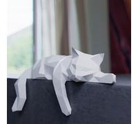 Uematu Cat Paper Sculpture,Pre-Cut DIY Papercraft Kit,Handmade Wild Animal Figurine,3D Paper Art, Handmade Wide Animal Figurine, Color,Low Poly Home Decor,All Accessories Included(White)