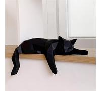 Uematu Cat Paper Sculpture,Pre-Cut DIY Papercraft Kit,Handmade Wild Animal Figurine,3D Paper Art, Handmade Wide Animal Figurine, Color,Low Poly Home Decor,All Accessories Included(Black)
