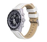 uEmoh Bracelet de montre Moonswatch en silicone souple pour montre Omega X Swatch Moonswatch Speedmaster de 20 mm, bracelet de rechange à dégagement rapide pour homme et femme (beige + marron)