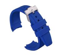 uEmoh Bracelet de montre Moonswatch, incurvé sans espace en silicone souple pour montre Omega X Swatch Moonswatch Speedmaster 20 mm, bracelet de rechange pour homme et femme (bleu marine)