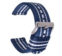 uEmoh Bracelets de montre en nylon à dégagement rapide en plusieurs couleurs et largeurs (20 mm, 22 mm) pour homme et femme (20 mm, bleu/gris/blanc)