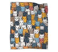 UENDOKRNN Chat de Dessin animé Couverture 3D Douce Moelleuse Flanelle Canapéet Lit, Plaid Couverture Lit 2 Personnes en Flanelle Douce Et Chaude 40x50inch(100x130cm)