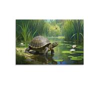 UENDOKRNN La tortue Peinture Sur Toile Mural La rivière Deco Tableau Murale Bureau À Domicile Décoration Toile Non Toxique 20x30inch(50x75cm)