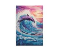 UENDOKRNN Peinture à l'huile Dauphin Murale Décoration Murale Peintures Sur Toile Impression Sur Toile Affiche Decoration Pour Chambre Et Couloir Premium 16x24inch(40x60cm)