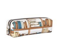 UENFFKDAP Book Shelf Collection and Ladder Trousse à crayons en cuir avec fermeture éclair Pour école et bureau Unisexe, blanc, Taille unique, Trousse de maquillage