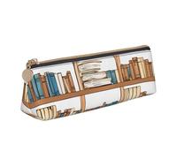 UENFFKDAP Book Shelf Collection and Ladder Trousse à crayons en cuir avec fermeture éclair Pour école et bureau Unisexe, blanc, Taille unique, Trousse de maquillage
