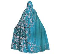 UENFFKDAP Cape à capuche imprimée (fleurs de cerisier japonaises) pour adulte, cape d'Halloween, costume d'Halloween, décoration de fête pour femmes et hommes, douce et élastique