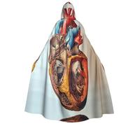 UENFFKDAP Cape à capuche imprimée (graphique de l'anatomie humaine) pour adulte - Cape d'Halloween - Décoration de fête pour femme et homme - Douce et élastique