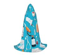 UENFFKDAP Cape à capuche imprimée pour Halloween avec motif de médecine de dessin animé pour adolescent, taille M, douce et élastique