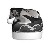 UENFFKDAP Chapeau de Noël en peluche imprimé sorcière d'Halloween pour adulte Unisexe Velours Confortable Chapeaux de fête de Noël Nouvel An Décorations de fête