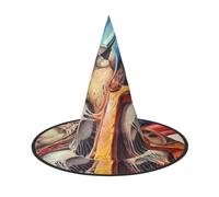 UENFFKDAP Chapeau de sorcière d'Halloween imprimé sur le thème de l'anatomie humaine, chapeau de sorcière pour femme, accessoire de costume pour décoration de fête d'Halloween