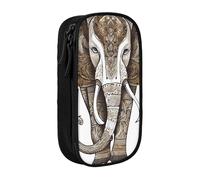 UENFFKDAP Elephant with Art Grande Capacité Trousse à crayons Étudiant Trousse à cosmétiques Convient pour l'école et le bureau Unisexe, Noir , Taille unique, Trousse de maquillage