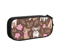 UENFFKDAP English Bulldogs Trousse à crayons grande capacité avec fermeture éclair Pour école et bureau Unisexe, Noir , Taille unique, Trousse de maquillage