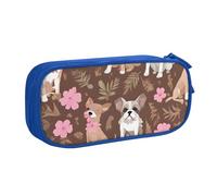 UENFFKDAP English Bulldogs Trousse à crayons grande capacité avec fermeture éclair Pour école et bureau Unisexe, bleu, Taille unique, Trousse de maquillage