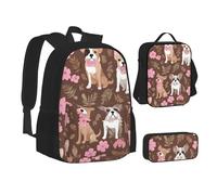 UENFFKDAP Ensemble sac à dos Bulldogs anglais, sac à déjeuner et trousse à crayons, cartable grande capacité, sac à dos léger pour loisirs