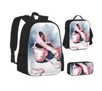 UENFFKDAP Ensemble sac à dos de danseuse de ballet avec sac à déjeuner et trousse à crayons, cartable de grande capacité, sac à dos léger pour loisirs