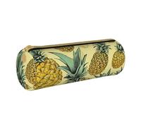 UENFFKDAP Exotic Tropical Ananas Trousse à crayons en cuir avec fermeture éclair Pour école et bureau Unisexe, blanc, Taille unique, Trousse de maquillage
