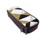 UENFFKDAP Fashion Modern Black White Gold Triangles Leather Pencil Case Student Pencil Case Zipper Pencil Case Suitable for School and Office Unisex, Noir , Taille unique, Trousse de maquillage