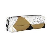 UENFFKDAP Fashion Modern Black White Gold Triangles Leather Pencil Case Student Pencil Case Zipper Pencil Case Cosmetic Bag Suitable for School and Office Unisex, blanc, Taille unique, Trousse de