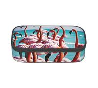 UENFFKDAP Flamingos On The Beach Grande Capacité Trousse à Crayons Étudiant Trousse Cosmétique avec Fermeture Éclair, Convient pour l'école et le bureau, Unisexe, Noir , Taille unique, Trousse de