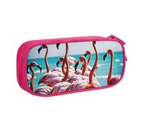 UENFFKDAP Flamingos On The Beach Trousse à crayons grande capacité Étudiant Trousse à crayons Fermeture Éclair Trousse à cosmétiques Convient pour l'école et le bureau Unisexe, rose, Taille unique,