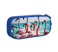 UENFFKDAP Flamingos On The Beach Trousse à crayons grande capacité Étudiant Trousse à crayons Fermeture Éclair Trousse à cosmétiques Convient pour l'école et le bureau Unisexe, bleu, Taille unique,